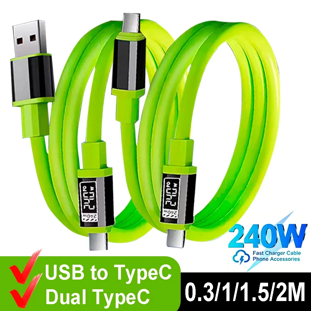 0.3m-2m USB To Type C Data Cable 240W Dual Type-C Wire Cord for IPhone 17 16 15 for Samsung Xiaomi Quick Transfer Charging Cable