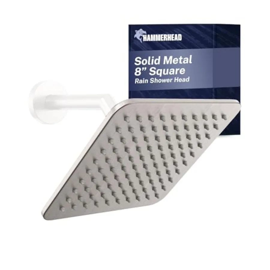 

8-дюймовая квадратная душевая лейка с высокой скоростью потока воды (2,5 галлона в минуту) для сильного напора, с покрытием из матового никеля, прочная металлическая конструкция