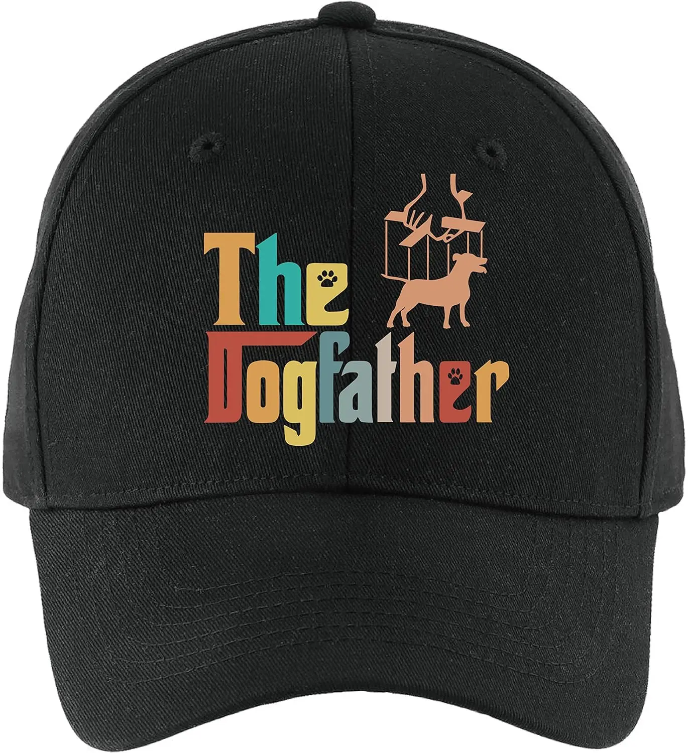 The Dogfather Funny Baseball Cap, Furry Kids Retro Adjustable Baseball Cap, Dog Lover Hat Gifts for Men, Dad Husband Grandpa