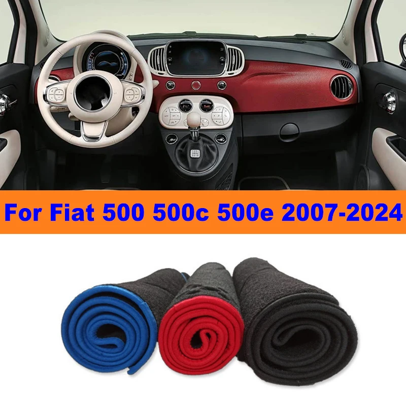 

Anti-Glare Dashboard Cover Dash Mat Non-Slip Sun Shade Pad Interior Protector For Fiat 500 500c 500e 2007-2024 Car Accessories