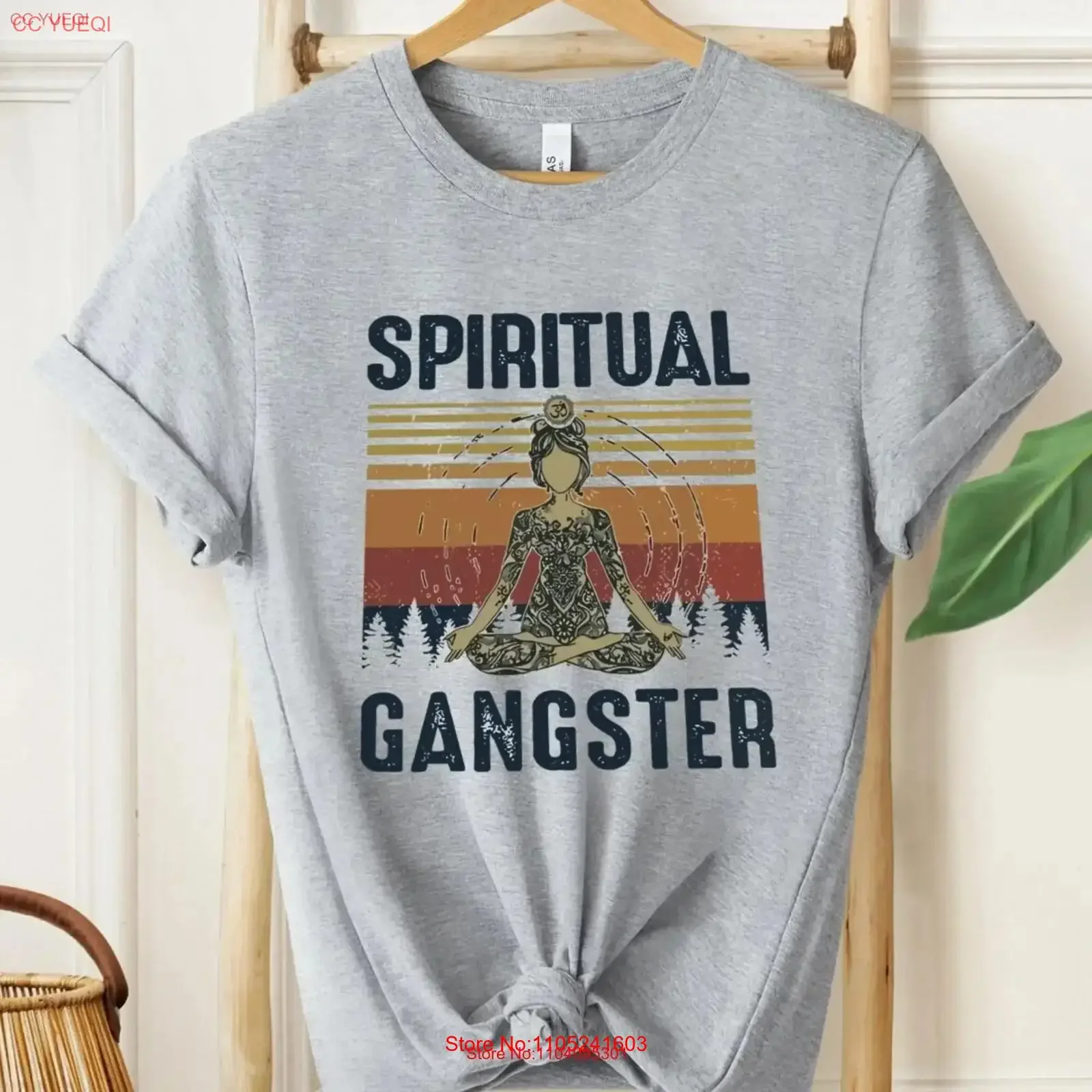Trendy Mental Health T Shirt Spiritual Gangster Yoga Lover Meditation Namaste s For Her Motivational vintage Washed Casual Soft