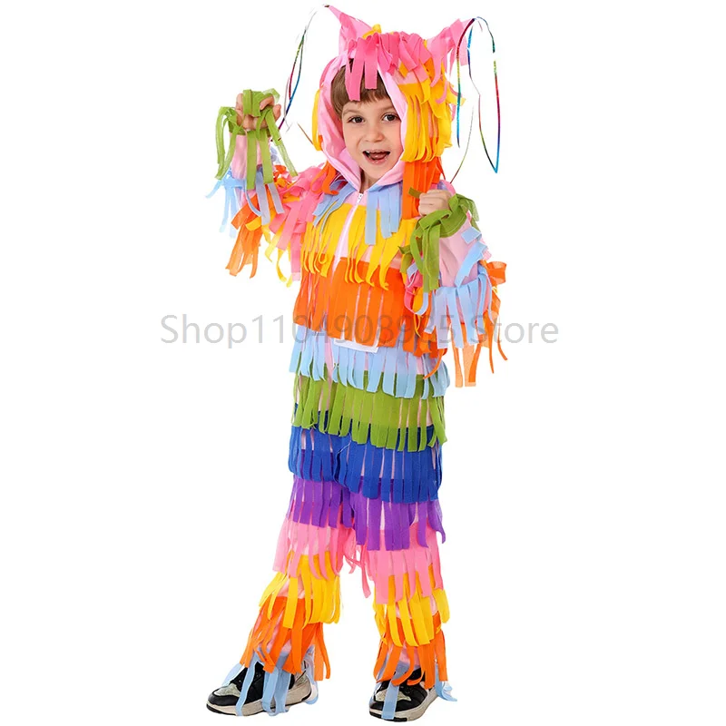 

Anime Boys Unisex Paper Fancy Dress Up Colorful Hooded Jumpsuit stage performance Costume for Children Economic