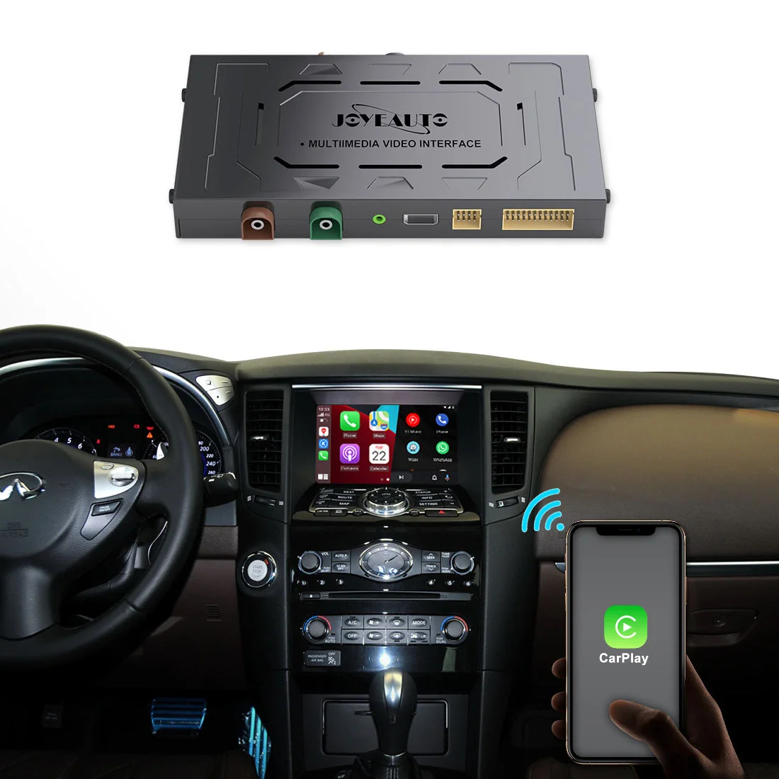 JoyeAuto Wireless Apple CarPlay Android Auto for Infiniti FX35 EX35 G35 EX25 FX50 QX70 Q70 Car Play Interface Mirror-Link iOS16