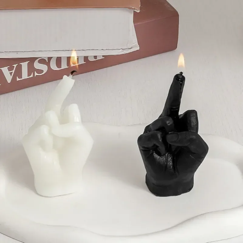 Creative Candles Middle Finger Shaped Gesture Scented Candles Niche Funny Quirky Gifts Home Decoration Ornaments Birthday Gifts