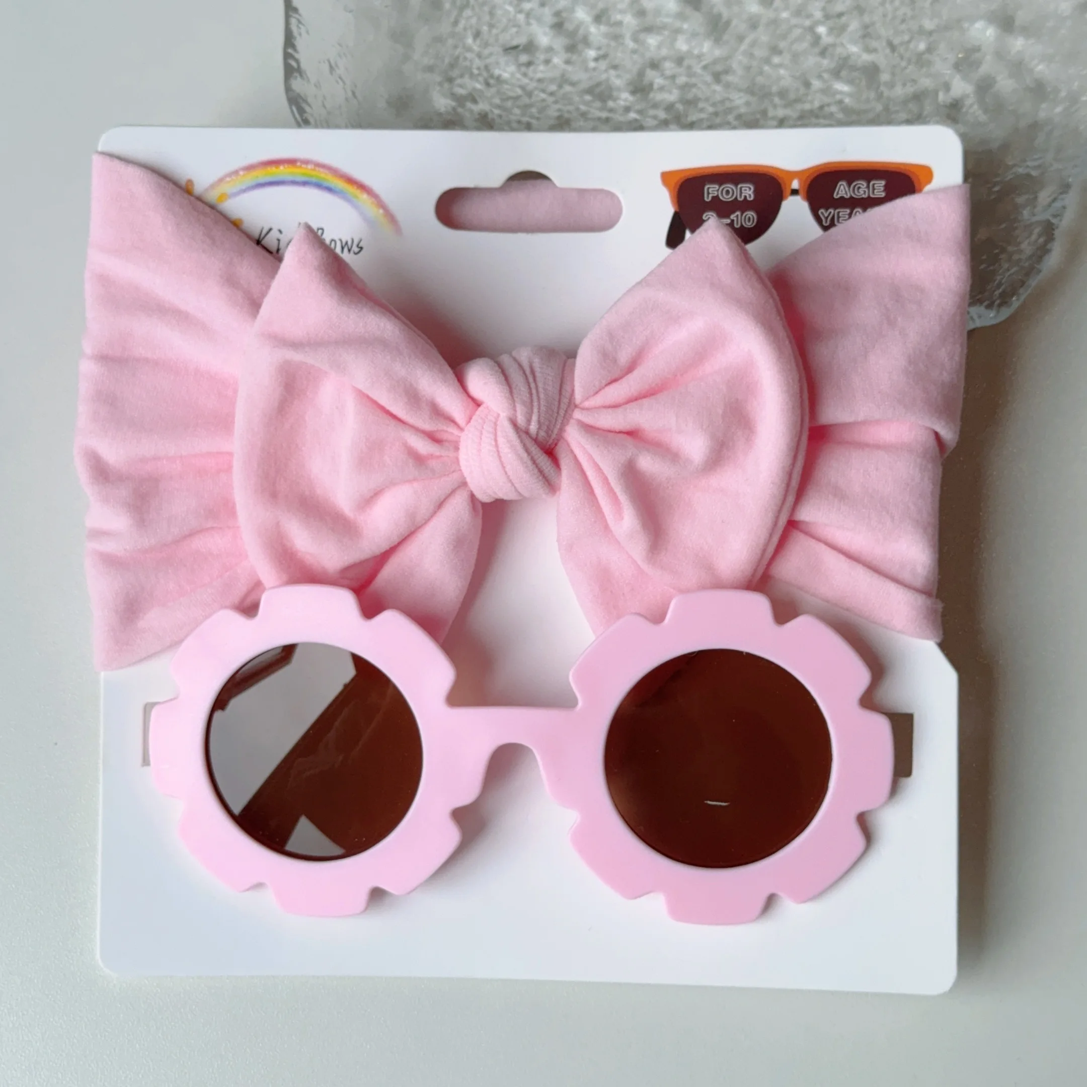 2 Pcs/Set New Children Cute Solid Bowknot Wide Hairbands Heart Sunglasses Hair Bands Baby Kids Headwear Girls Hair Accessories