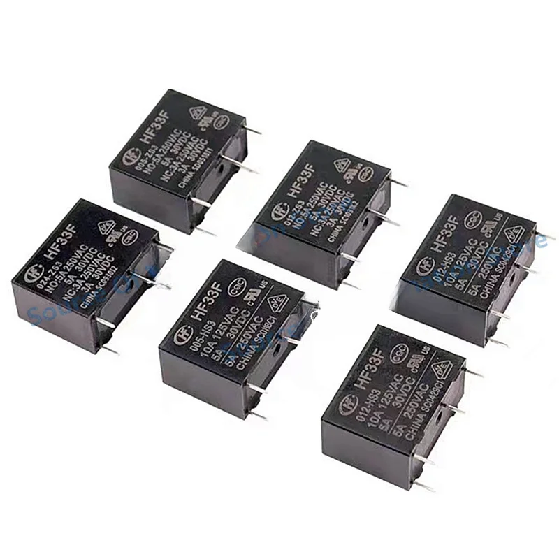 10Pcs Relay HF33F JZC-33F-005 012 024-HS3 ZS3 4Pin 5Pin 5A 5V 12V 24V, 100% New Original,