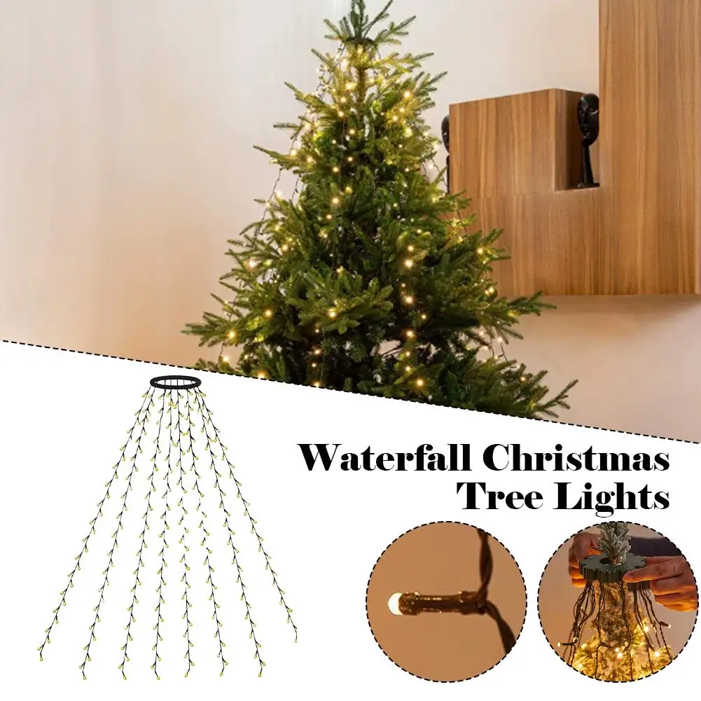 1,5/2/3M LED Ring Weihnachtsbaum Tops Lichter Dekoration Baum Lichter String für Terrasse Garten Im Freien wasserdichte Wasserfall Licht