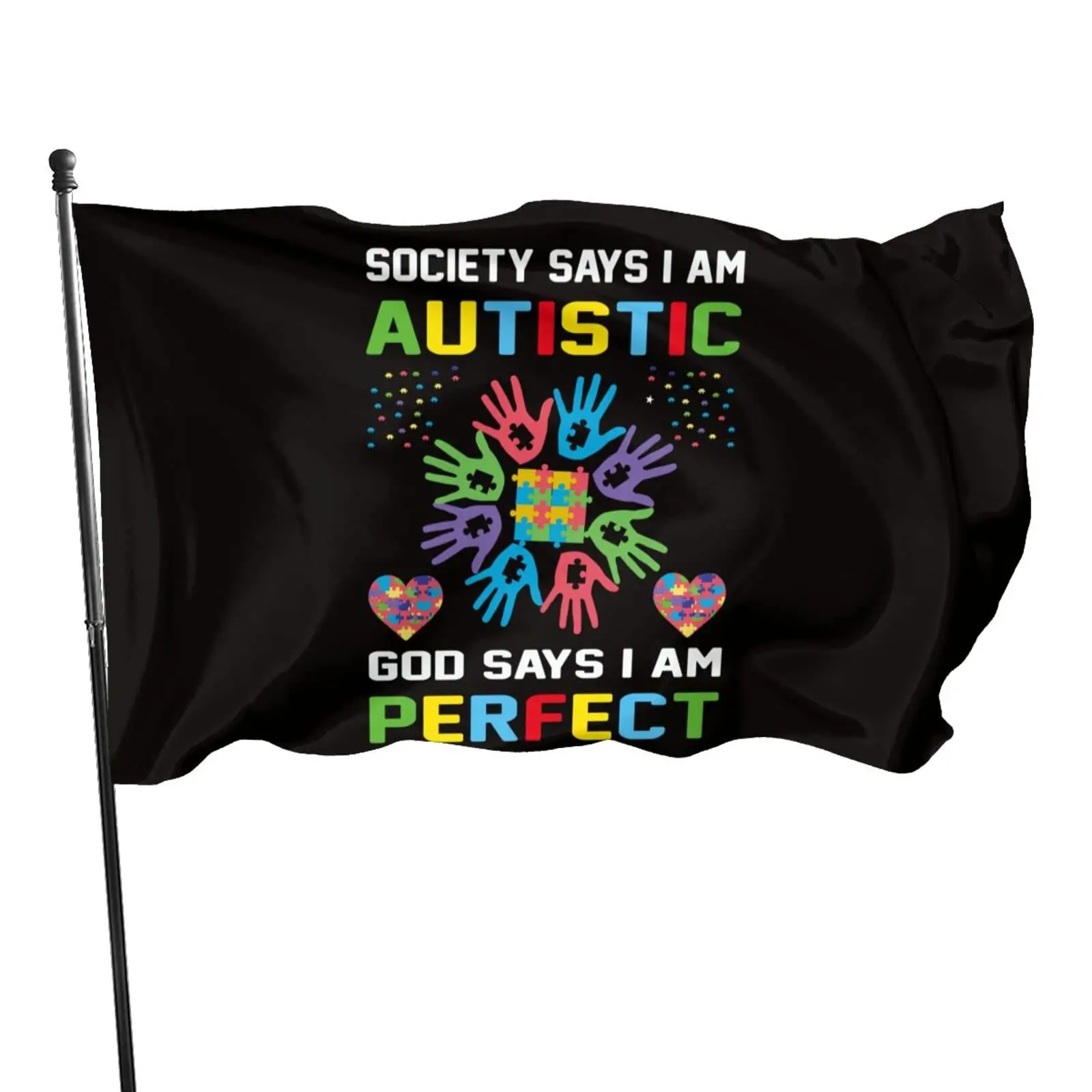 Autism Awareness Flag Vivid Color and Fade Proof Double Stitched Flags Polyester with Brass Grommets House Indoor Outdoor Decor