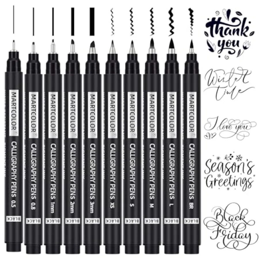 

Calligraphy Pens, 10 Size Calligraphy Pens for Writing, Brush Pen Calligraphy Set for Beginners, Calligraphy Brush Pens, Hand L