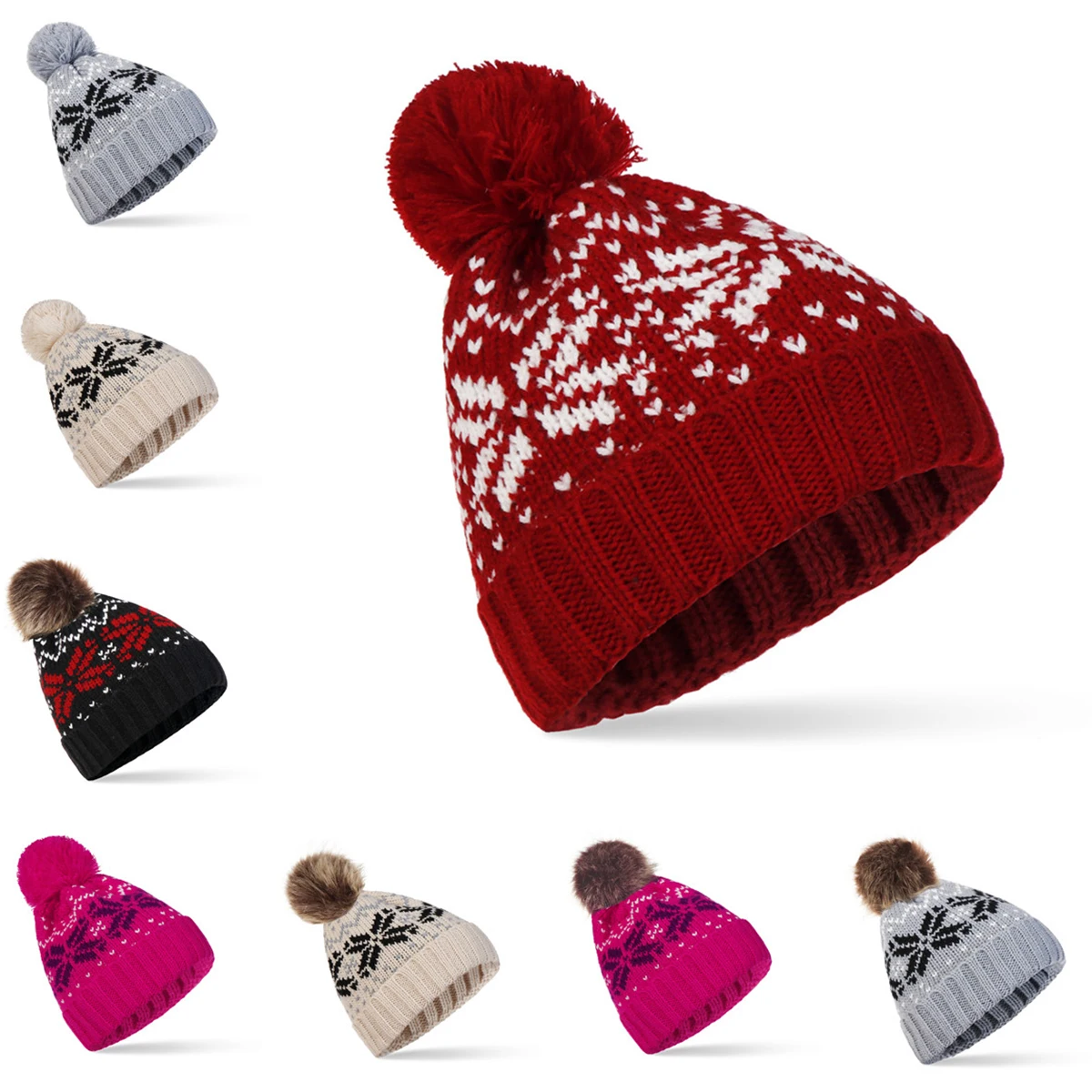 2024 neue Ski Hut Unisex Winter Warme Herren Pom Pom Hut Gestrickte Beanie Cap Pom Wooly Cap Kabel Bommel Hut