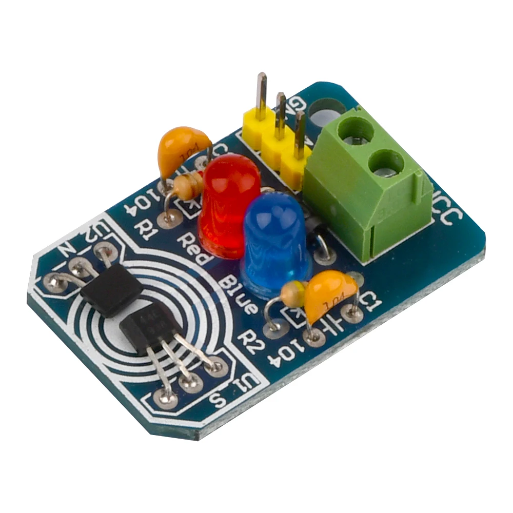 Diy hall sensor de indução magnética pólo de detecção magnética resolver módulo de detecção norte e sul com kits de luz indicadora