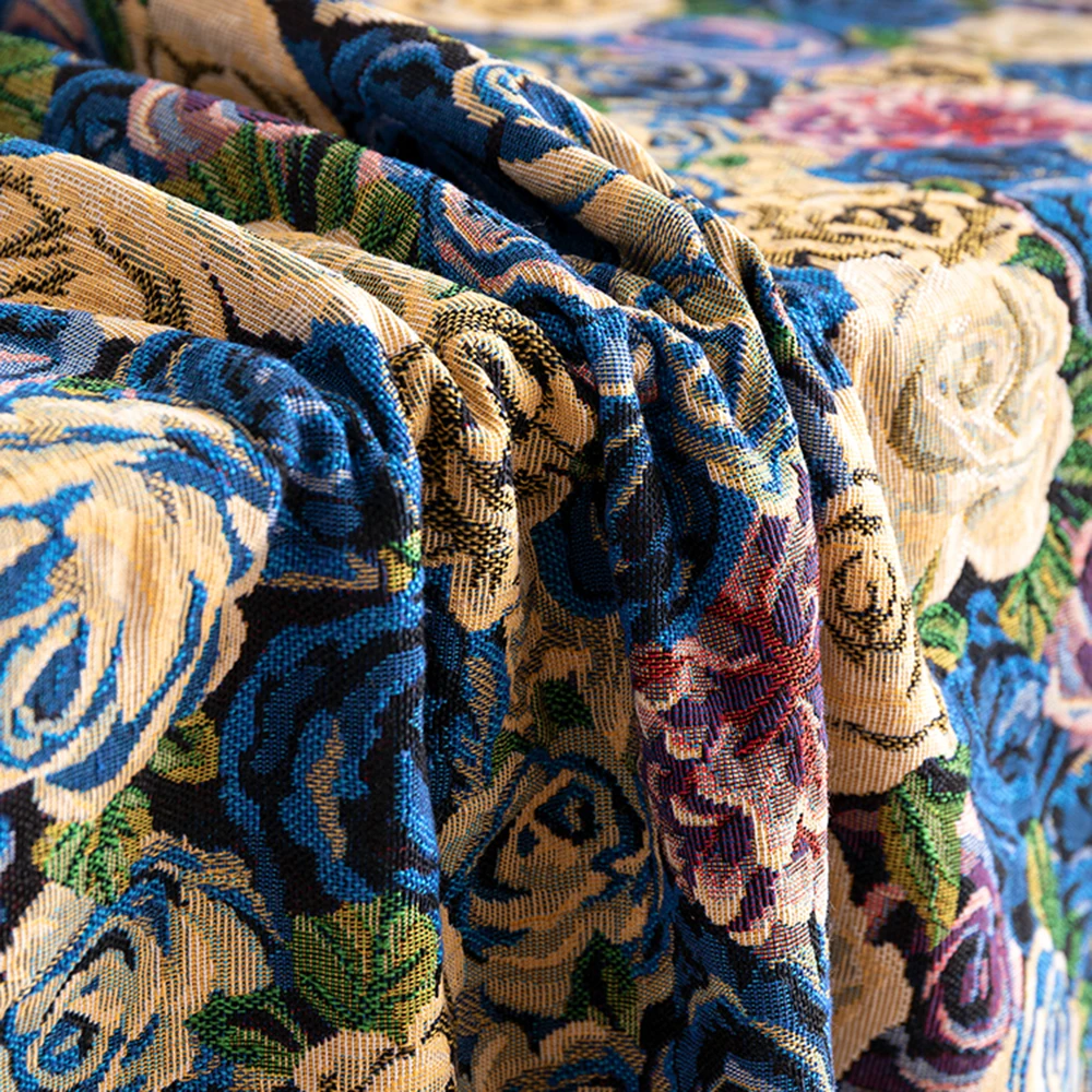 150x100cm Green Oil Paint Pattern Jacquard Fabric Cloth Canvas Floral Sofa Cover Tablecloth Clothing DIY Fabrics Sewing Supplies
