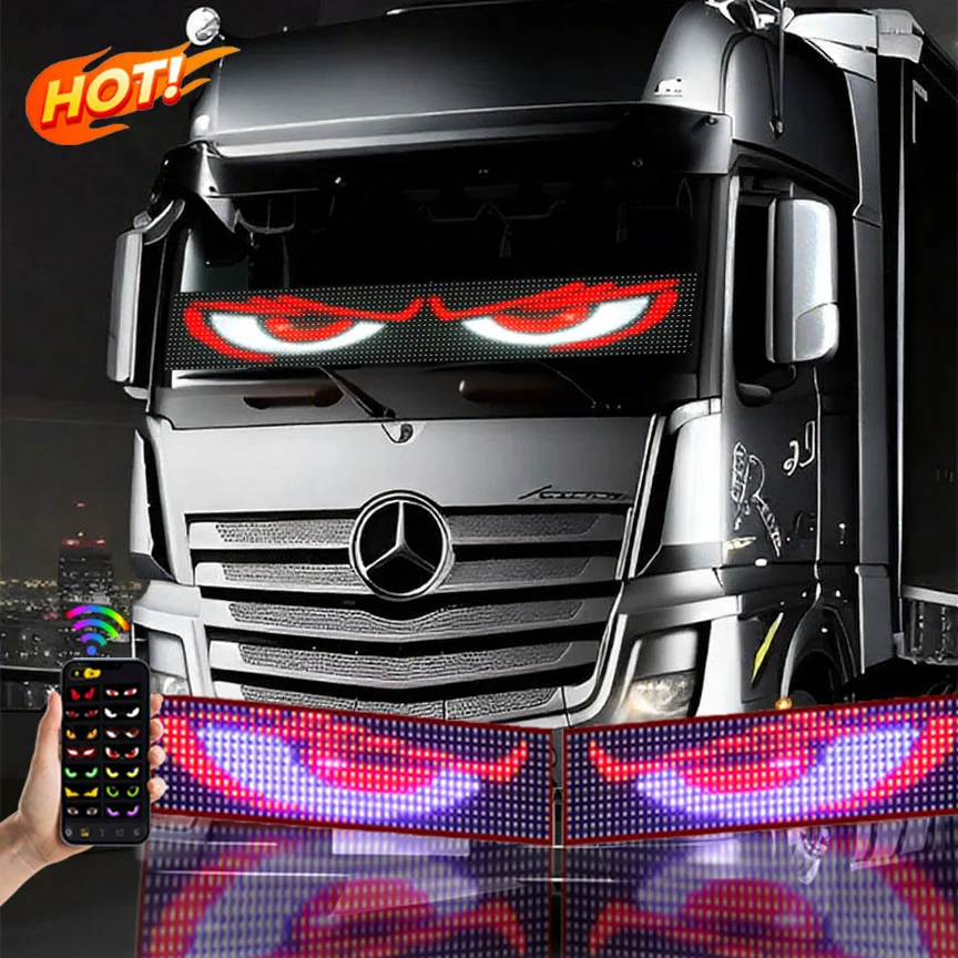 

LED Car windshield panel Truck Car Devil Eye LED Pixel Panel Light Remote Control Soft Scrolling For Board big truck Light eye