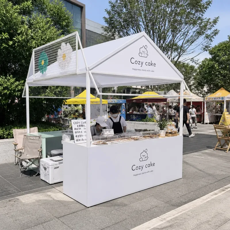 For Night Market Activity Booth Display Stand Wrought Iron Awning for Food Festival Outdoor Creative Stall with Durable