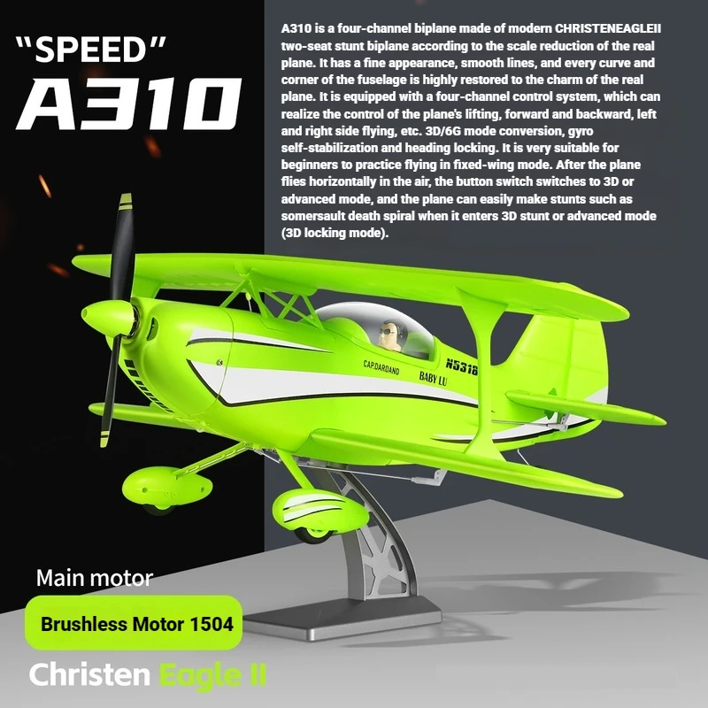 WL New XKA310 Four-Channel Brushless Stunt Image True Biplane Fixed Wing EPP Foam Model RC Remote Control Flying Glider Toy Gift