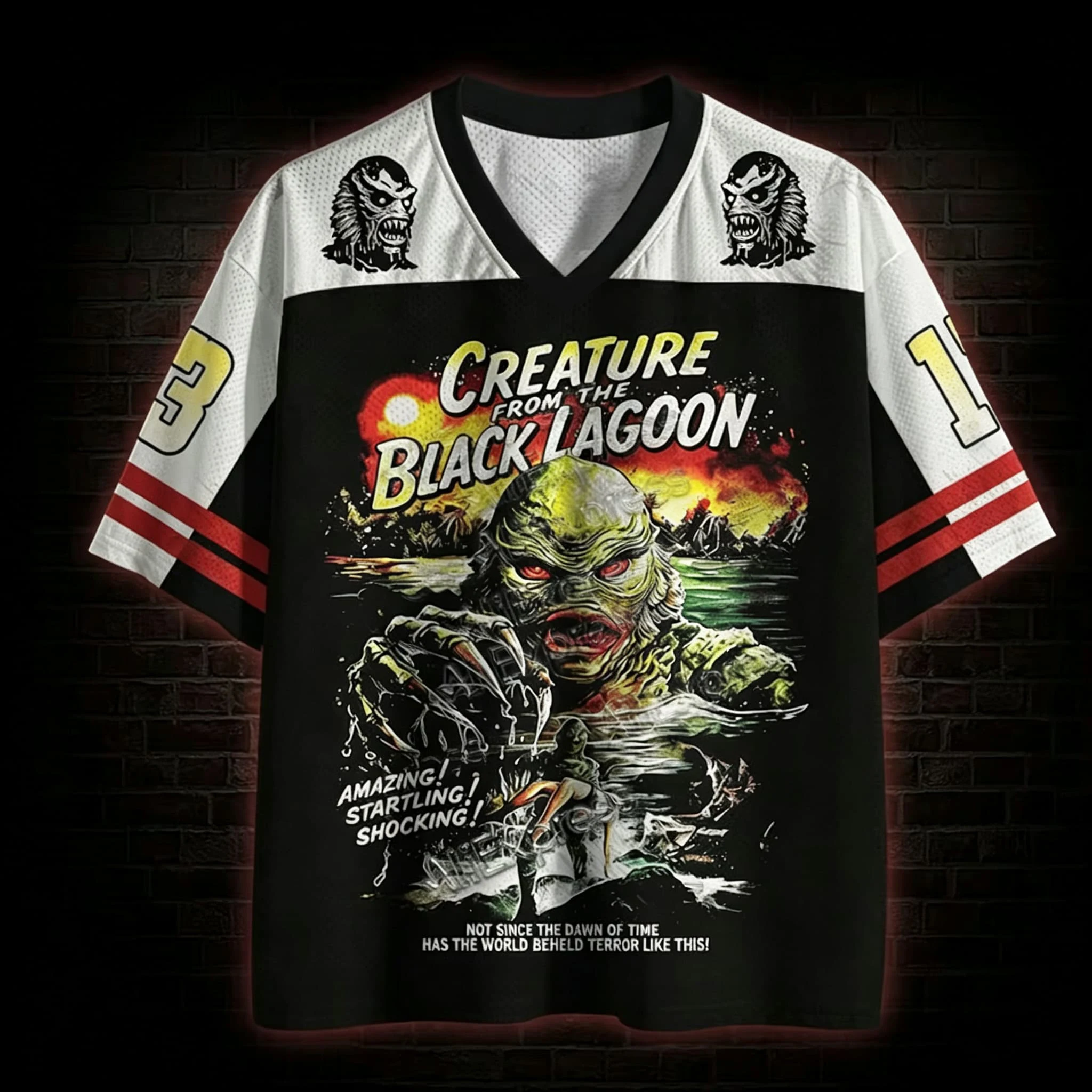 Black Lagoon Creature Monster Horror Mesh Jersey Women's Tshirt Kids Tshirt Top Vneck Short Sleeve Quick drying Men's  T Shirt