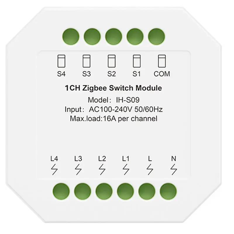KYCOR-Zigbee Smart Relay Switch Module 16A IH-S09 AC100-240V Tuya Smart Life Remote Control For Home Automation System 1CH