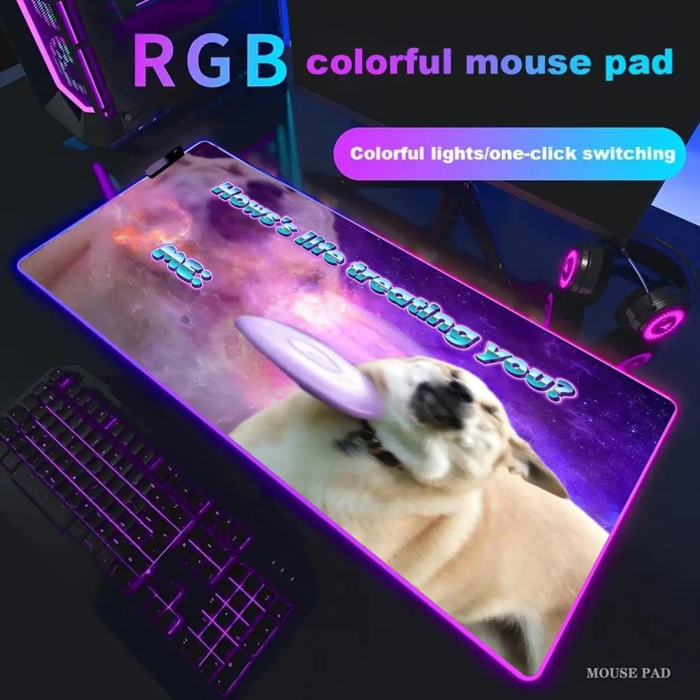 

Funny Meme Animal Mouse Pad RGB Lighted Mousepads Mechanical Keyboard Pads Office Computer Accessories LED Anti-slip Carpet Mats