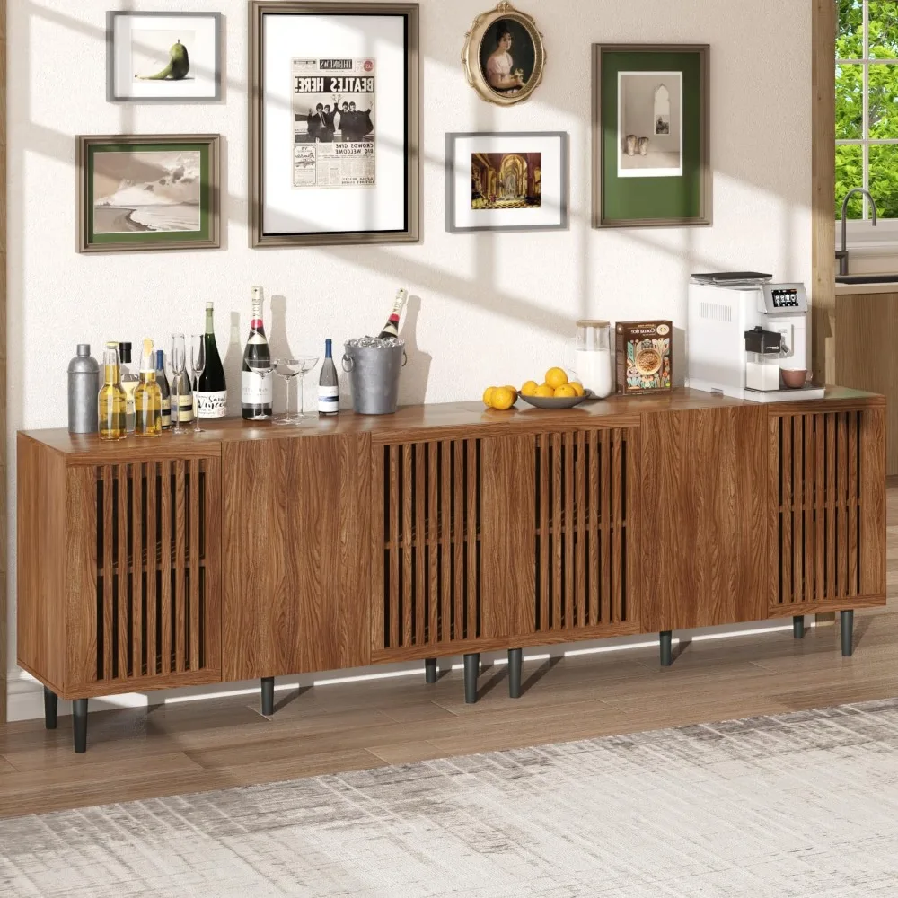 

Storage Cabinet, 94.4" Freestanding Buffet Cabinet with 6 DIY Doors and Adjustable Shelf,Modern Sideboard Coffee Bar