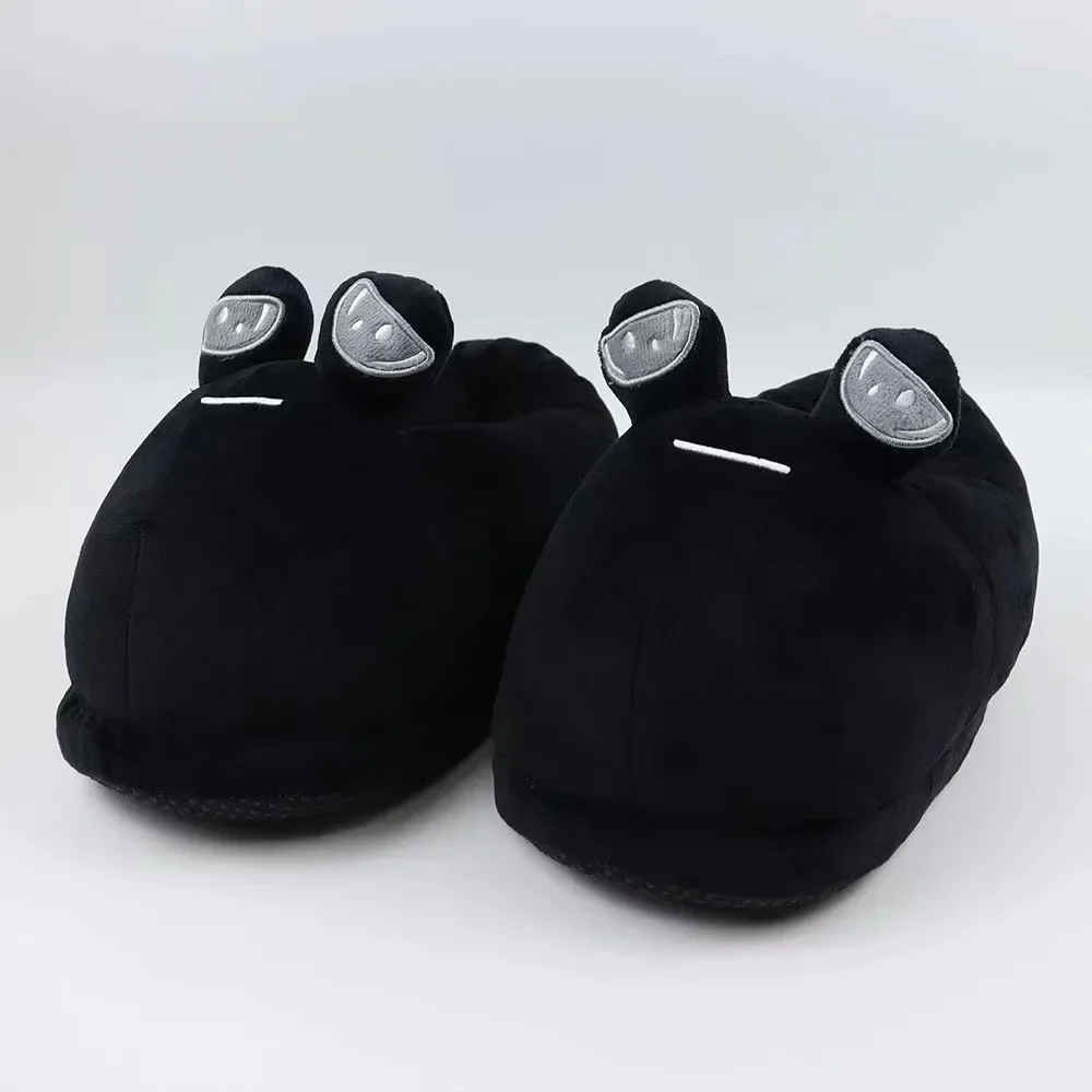 Pou Black Cotton Slipper Anime Plush Slippers Cartoon Soft Stuffed Fluffy Thick Non-slip Shoes Couple Indoor Slippers