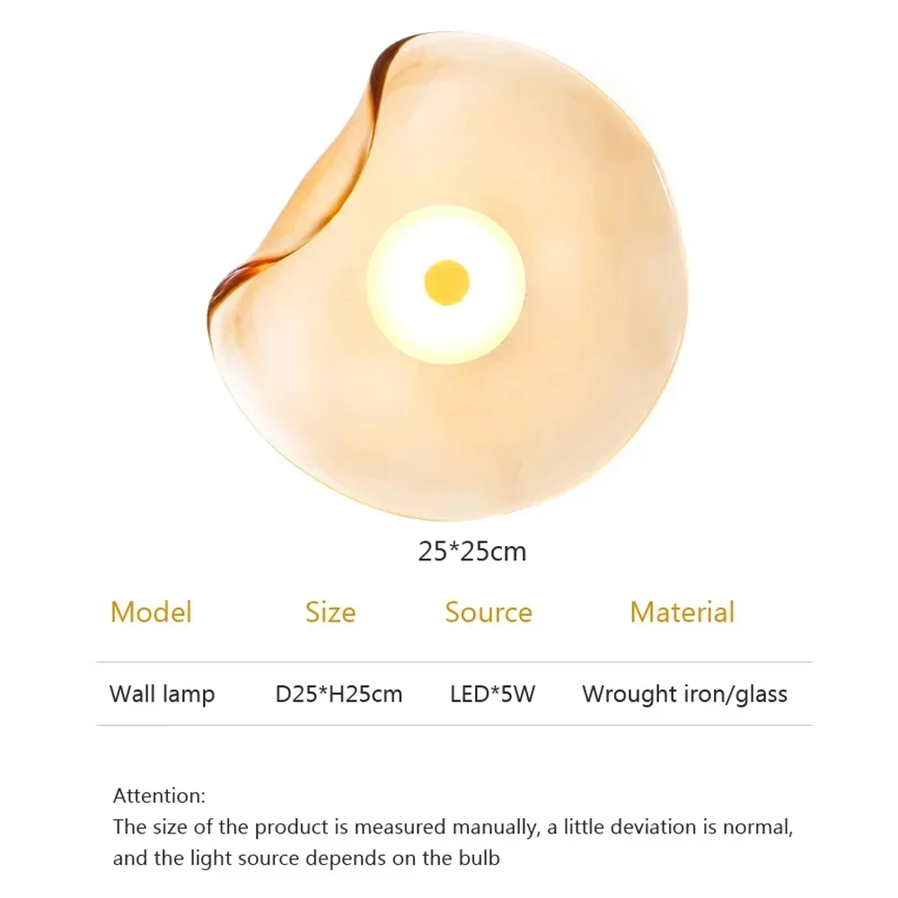 High Quality Wall Lamp Curved Yellow Glass Shade Diffuses Light Gently Creates Cozy Atmosphere Ideal for Various Home Interiors