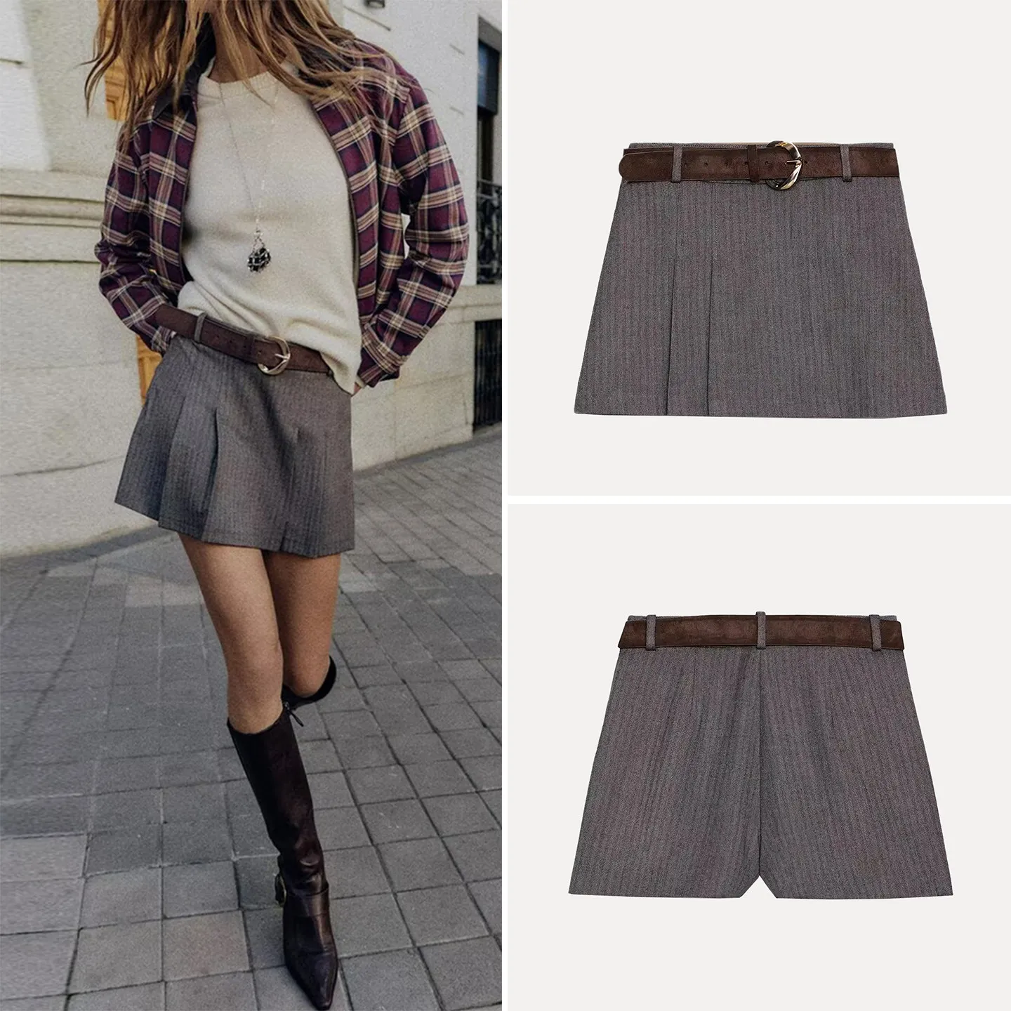 

Зима 202, женские модные простые плиссированные юбки Ele, брюки с прямыми штанинами и талией, женские брюки Z Brand