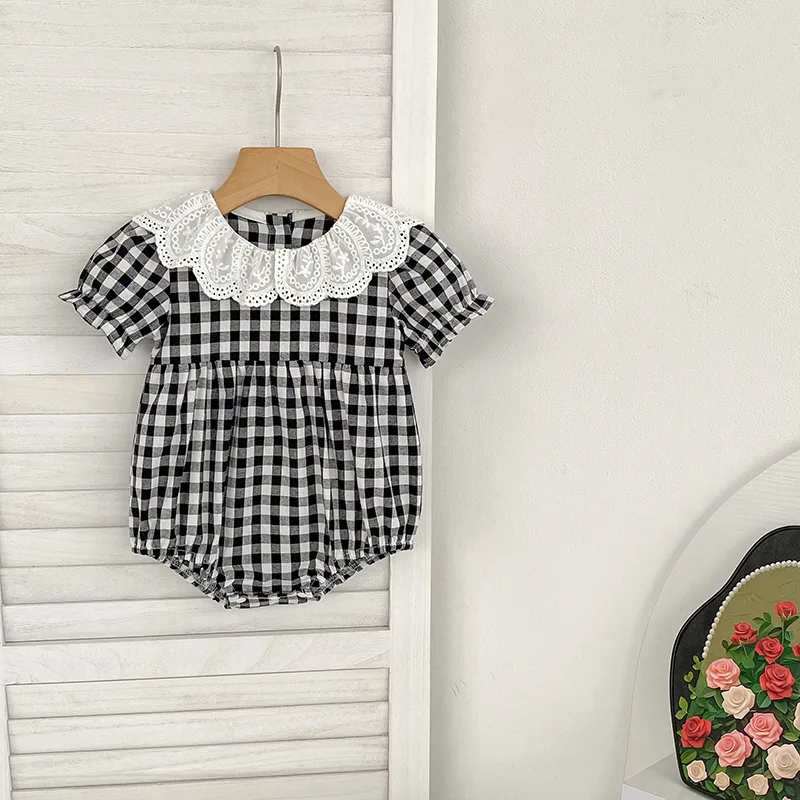 เด็กทารกเด็กหญิงลูกไม้ชุดRompersน้องสาวลายสก๊อตเสื้อผ้าเด็กหญิงชุดเจ้าหญิงครอบครัวเสื้อผ้าทารกแรกเกิดRompers