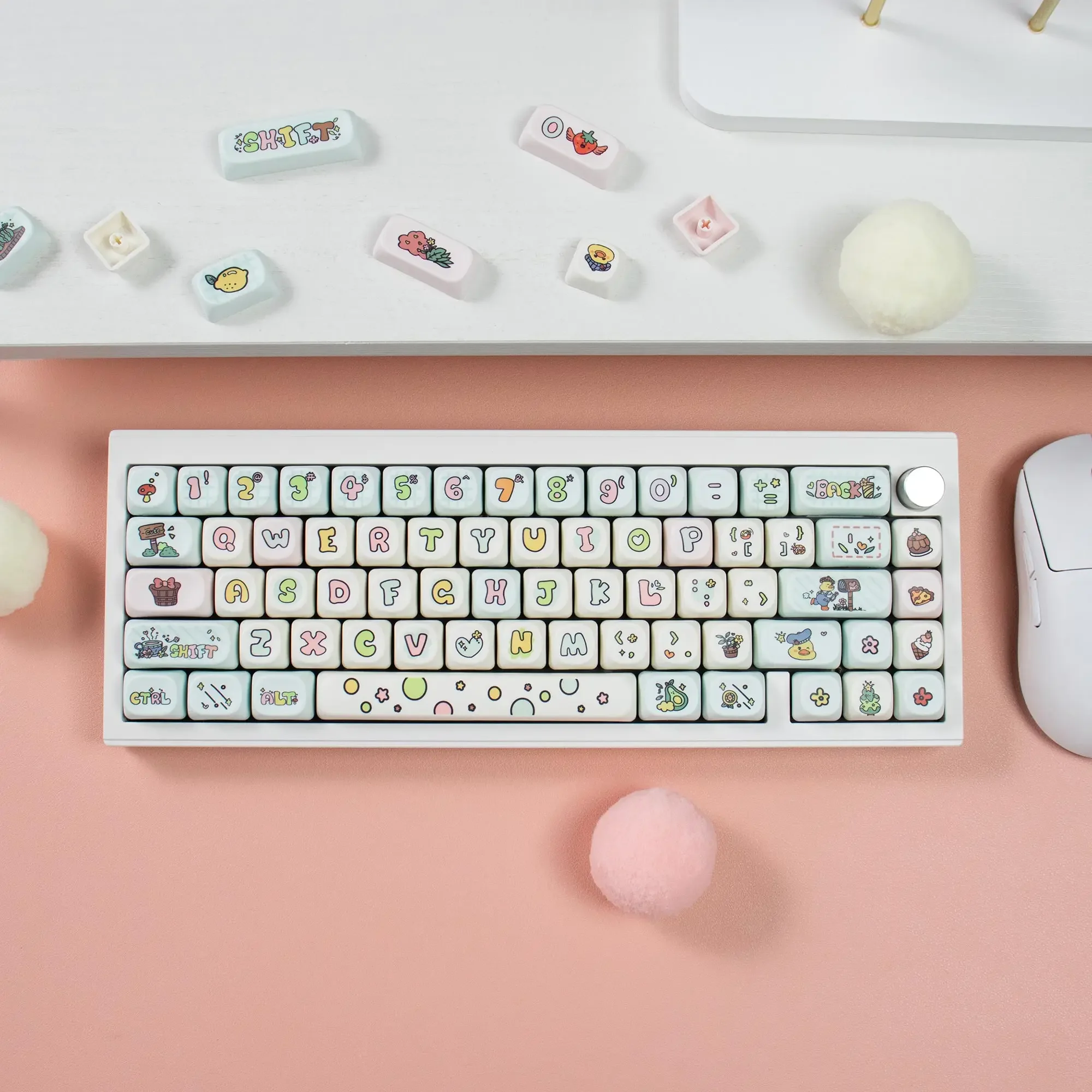 134 key MOA profile eating fruit duck cute PBT keycap compatible with mechanical keyboard 키캡