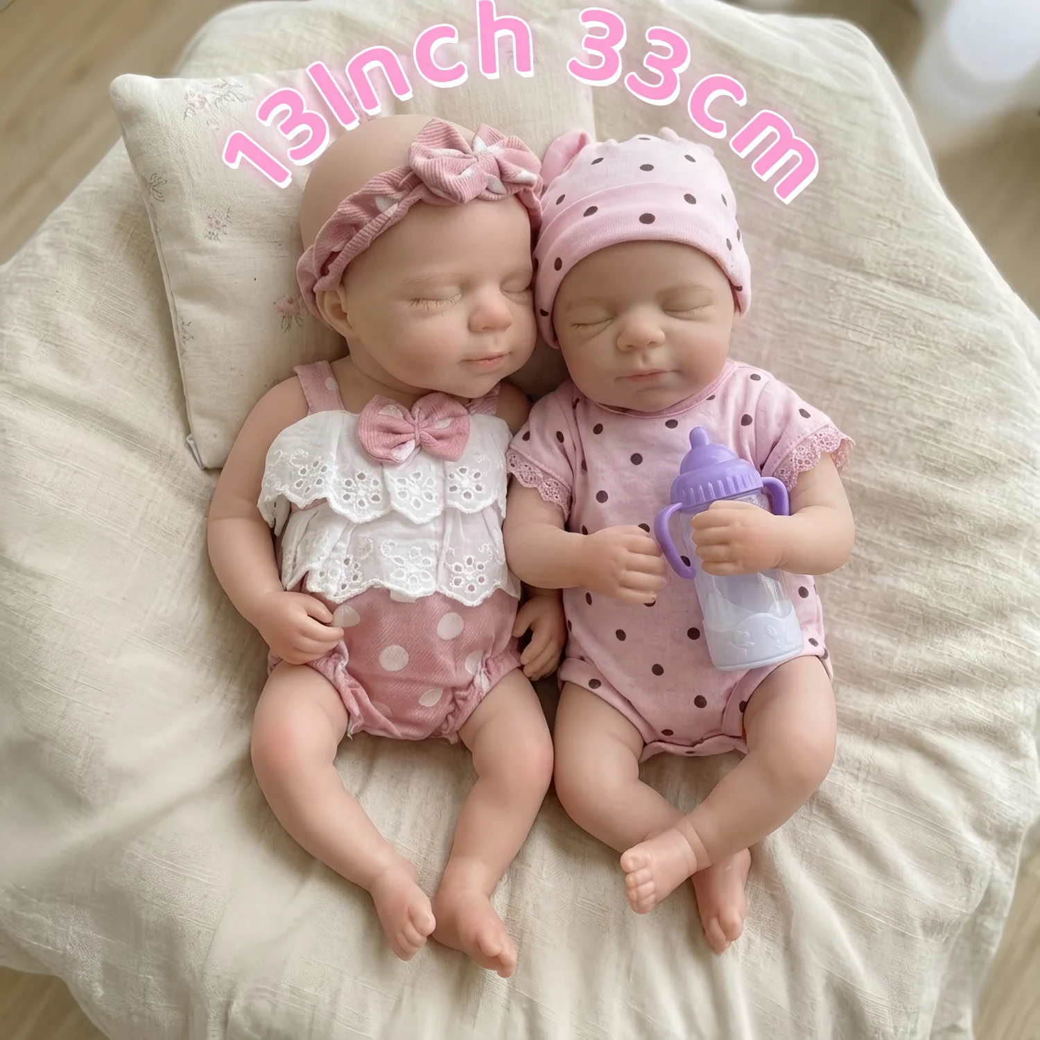 33cm Pascale Open Mouth Solid bebe reborn de silicona Girl Doll Washable Body Lifelike Reborn Girl Doll for Family's Gift
