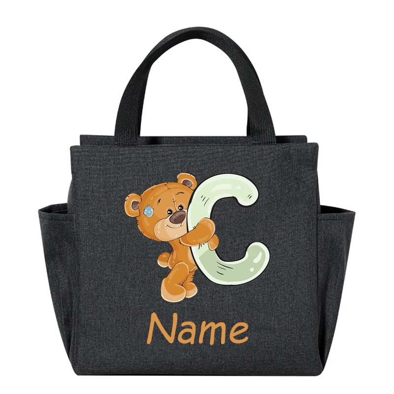 Custom Name Insulated Lunch Bag Cute Cartoon Lunch Box Organizer Insulated Bags Personalized Gift for Kids Thermal Food Bags