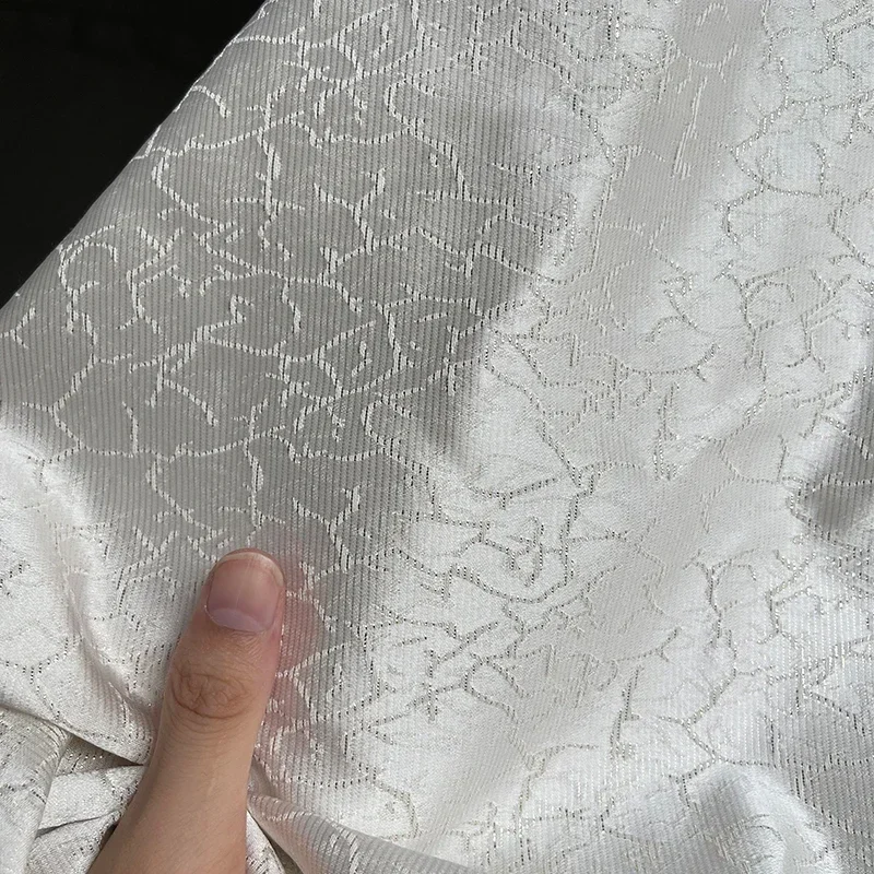 Beige Irregular Cracked Jacquard Textured Fabric High-grade Skirt Jacket Clothing Designer Fabric Transformation