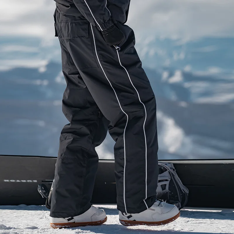 Unisex Ski Snowboard Pants Loose Fit Waterproof Windproof Warm Durable Winter Outdoor Breathable Skiing Solid Trousers Men Women