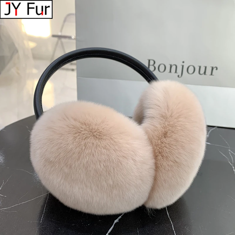 

Natural 100% Rex Rabbit Fur Earmuffs Fashion Women Warm Russia Winter Real Fur Earmuffs Children Ear Cover fur Earlap Girl