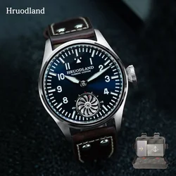 Hruodland 2025 New Pilot Men Mechanical Watch Seagull ST3620 BGW-9 Luminous Sapphire Crystal F016 43mm Retro reloj hombre