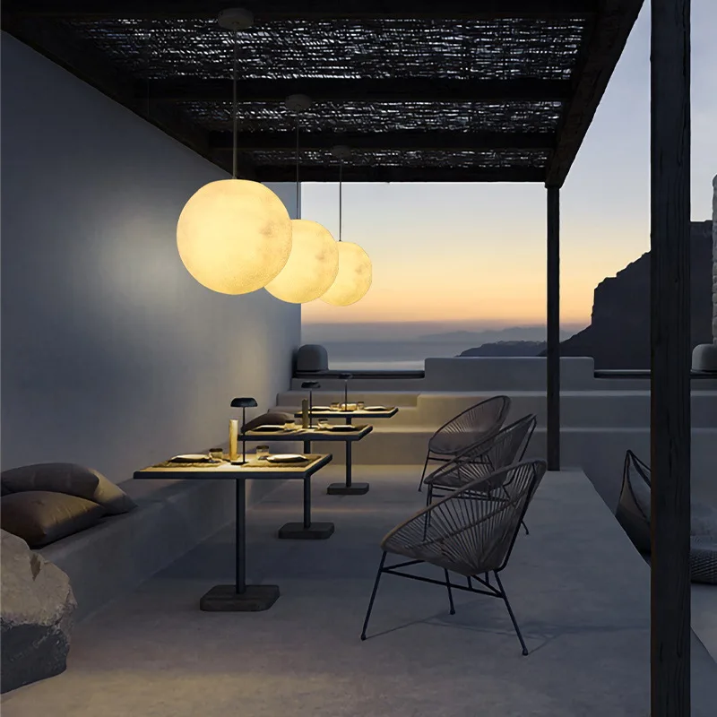 

Скандинавский светодиодный полимерный светильник 3D подвесной светильник с луной для спальни, гостиной, столовой, внутреннего современного освещения планеты, подвесной светильник