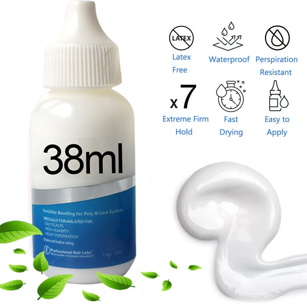 38ml60ml ลูกไม้กาวกันน้ําวิกผมกาวกาว Strong Hold ลูกไม้ด้านหน้ากาวฉลากส่วนตัววิกผมชุดติดตั้งชุดขายส่ง