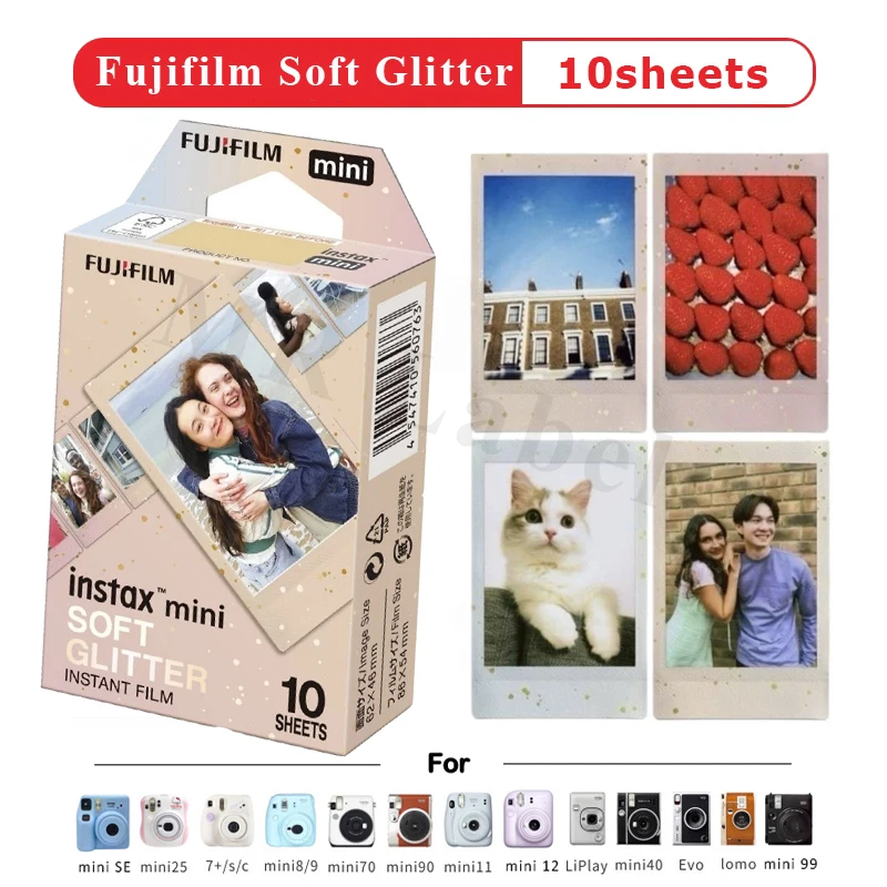 Fujifilm Instax Mini Color Film SOFT GLITTER For Fuji Instant Camera Mini 12 11 8 9 SE Link Liplay EVO LOMO