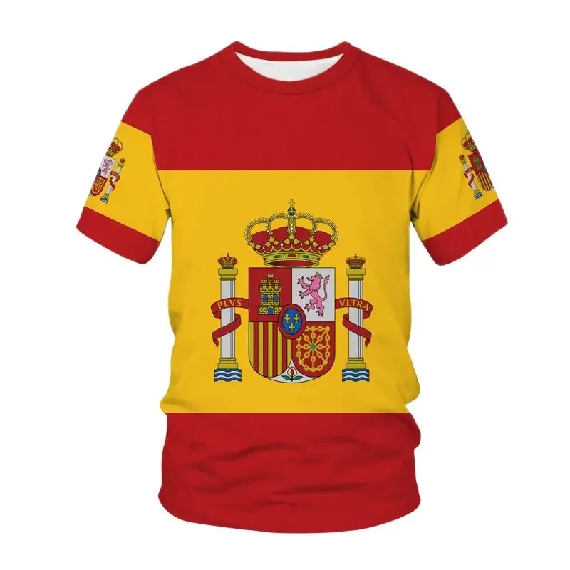 2022New T-Shirt Spain National Emblem Flag 3D Printed Streetwear Men Women Fashion CrewNeck T Shirt Harajuku Tees Tops Clothing