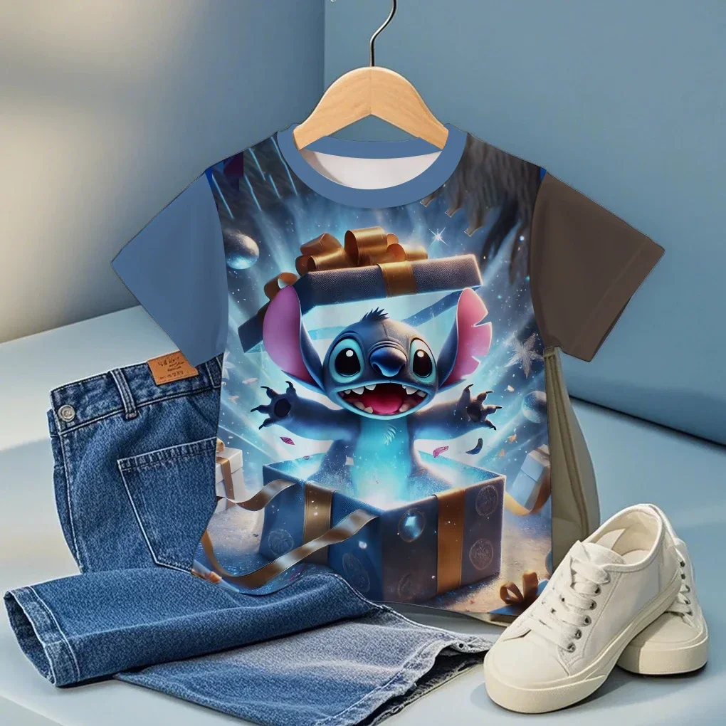

2025 Stitch 3D Cartoon Print Summer New Style Casual Fashion Kids Teenagers Girls Boys Adorable Lovely T-shirt