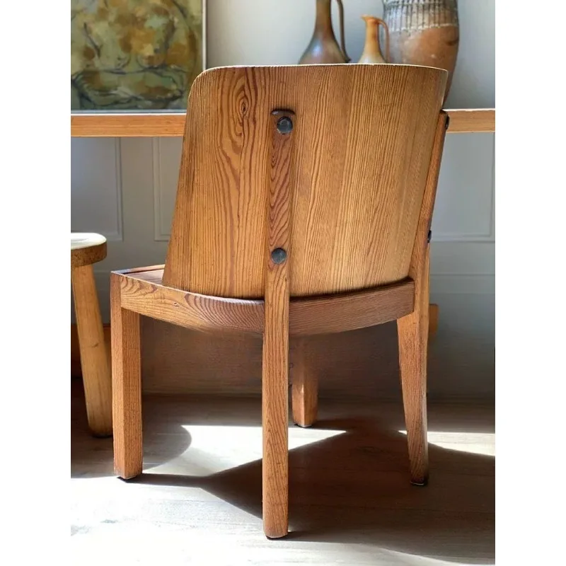 Dining chairs, medieval furniture designer art logs, retro solid wood chairs, wabi-sabi dining tables and chairs