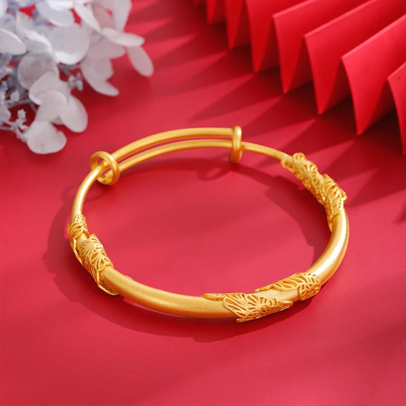 

High quality AU999 long-lasting gold jewelry, Acacia vine 24K gold push-pull women's bracelet luxury engagement party gift