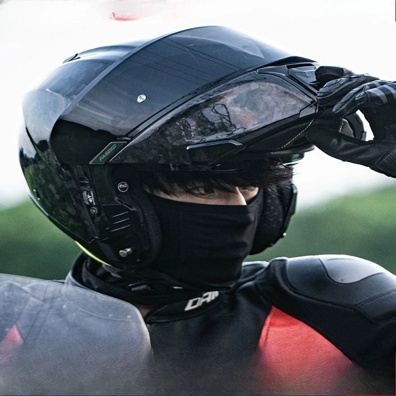 Helmet, carbon fiber reveal, full helmet, double lens, motorcycle, motorcycle, rally, winter and summer