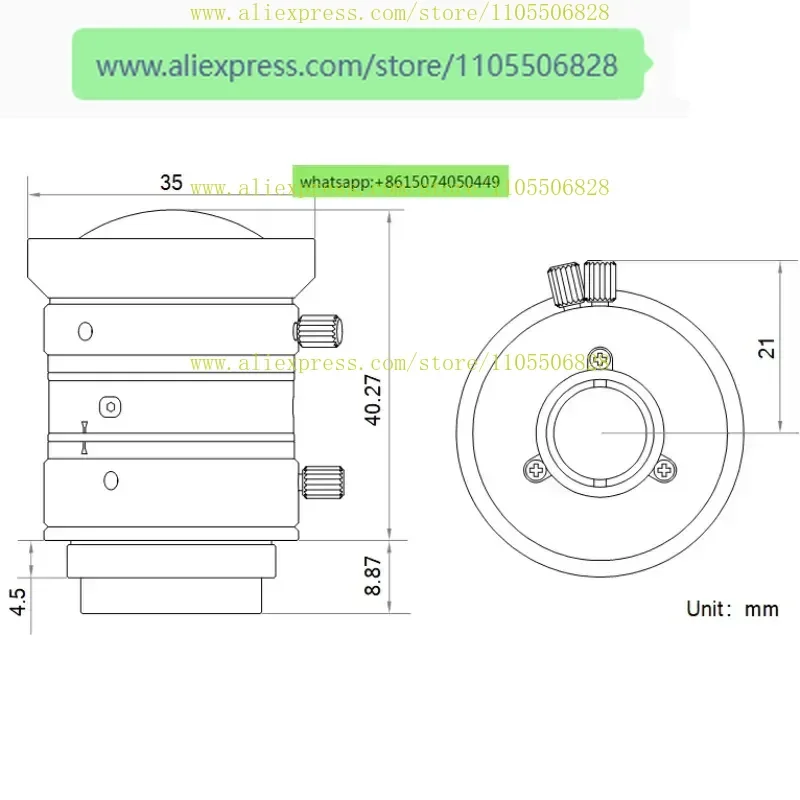 MVL-MF0828M-8MP 8mm 8-megapixel 2/3-inch industrial lens C-port