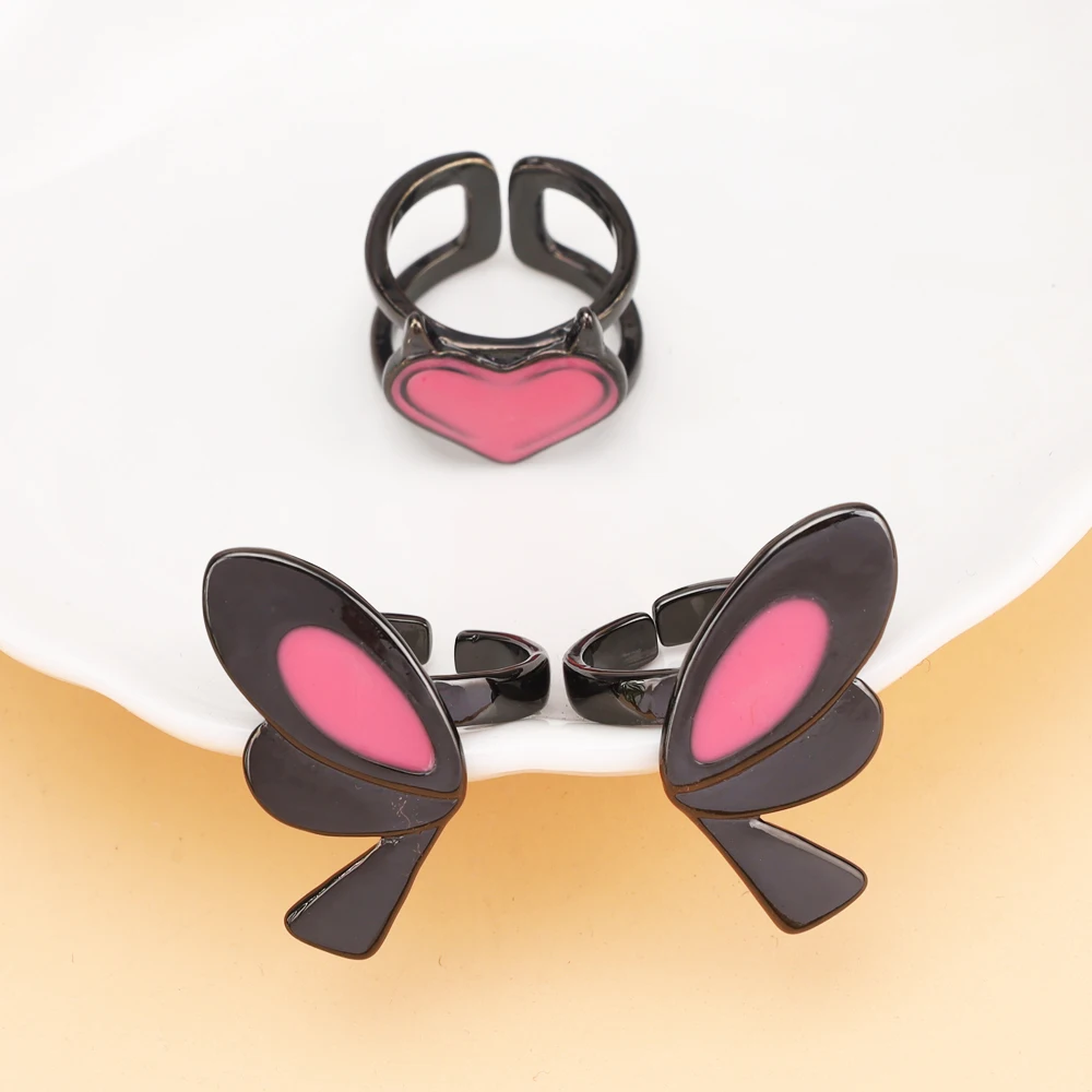 لعبة شخصية VALORANT القرنفل تأثيري حلقة مجموعة معدنية مفتوحة قابل للتعديل فراشة القلب خاتم اكسسوارات الدعائم #2