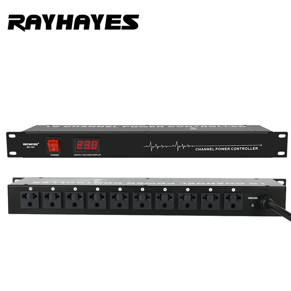 RAYHAYES RS-T03 10-Channel High-Power Device Power Sequencer Power Protector LED Real-Time Voltage Display