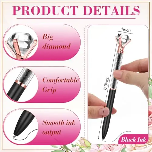 100 Pcs Clear Crystal Rhinestone Top Floating Glitter Plastic Signature Pens