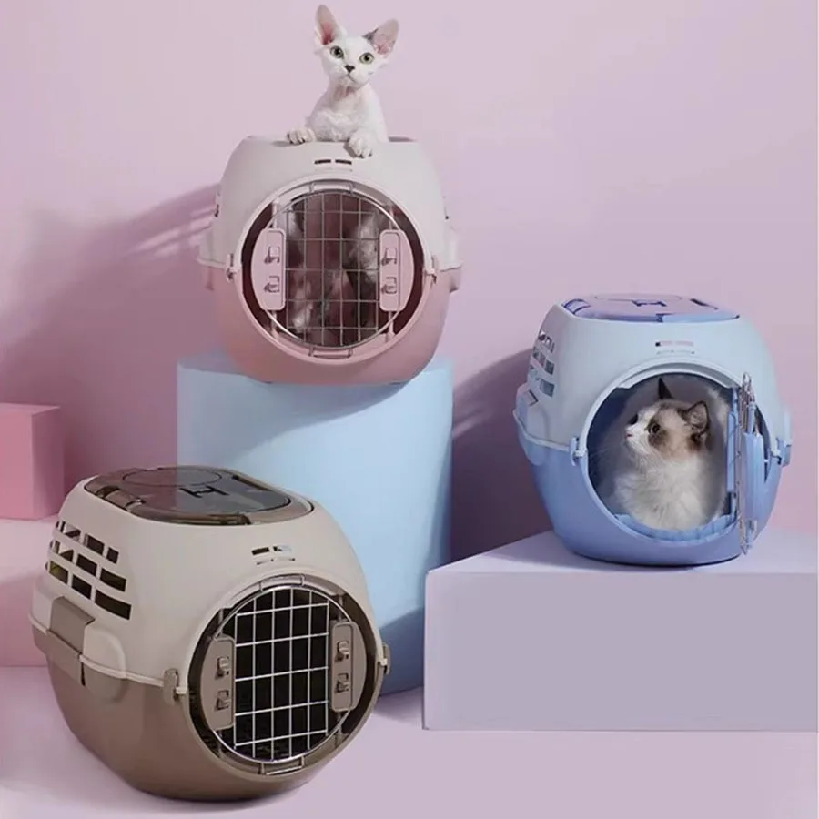 

Cute Cat Carrier Capsule Designer Travel Case Breathable Cat Carrier Plastic Outdoor Hard Shell Indoor Suitcase Kedi Pet Carrier