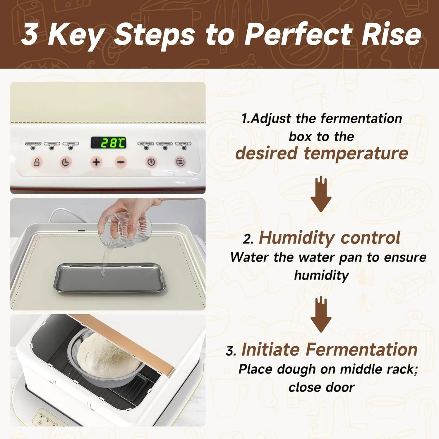 صندوق عازل للخبز قابل للطي وطباخ بطيء مع 0-120 ℃ التحكم في درجة الحرارة وصندوق التدقيق للمؤقت 10 ساعات للعالجة الحامضة، شعبي جديد #3