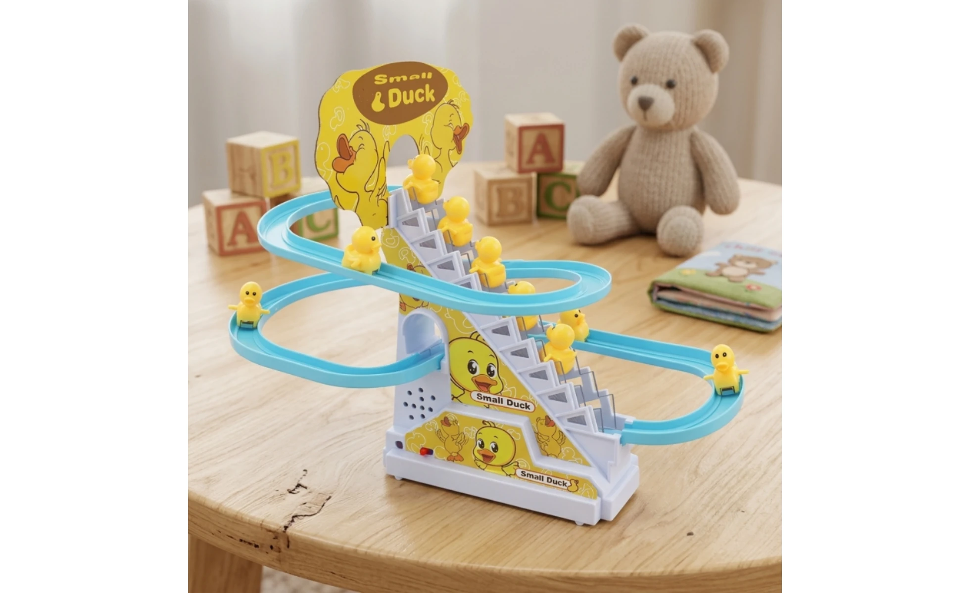 Electric Duck Climbing Stairs Toy Interactive Duck Climbing Stairs Toy Playset Flashing Funny for Toddlers, Playroom, Home