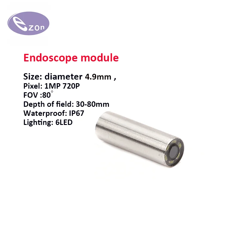 

1MP USB endoscope module diameter 4.9mm FOV80゜ IP67 waterproof industrial steering endoscope